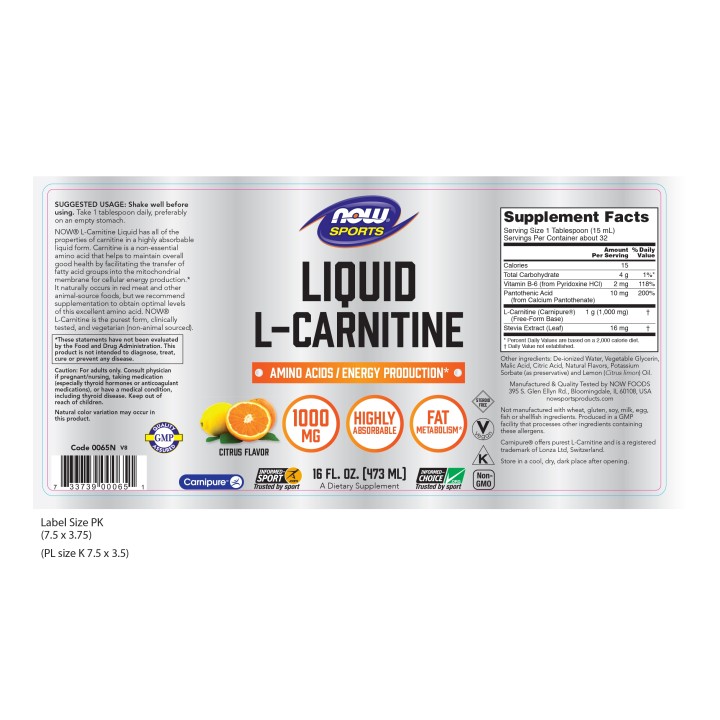 L-Carnitine Liquid 1000 mg, Citrus