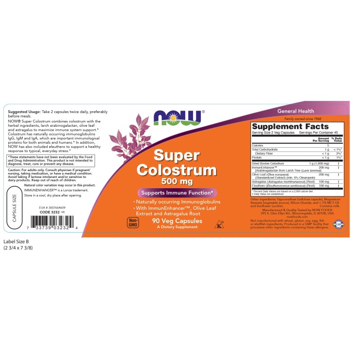Super Colostrum 500 mg Veg Capsules