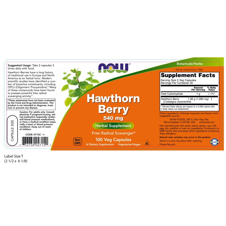 Hawthorn Berry 540 mg Veg Capsules