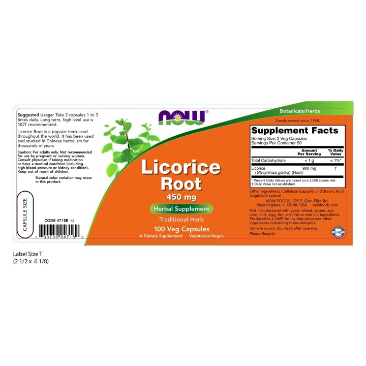 Licorice Root 450 mg Veg Capsules