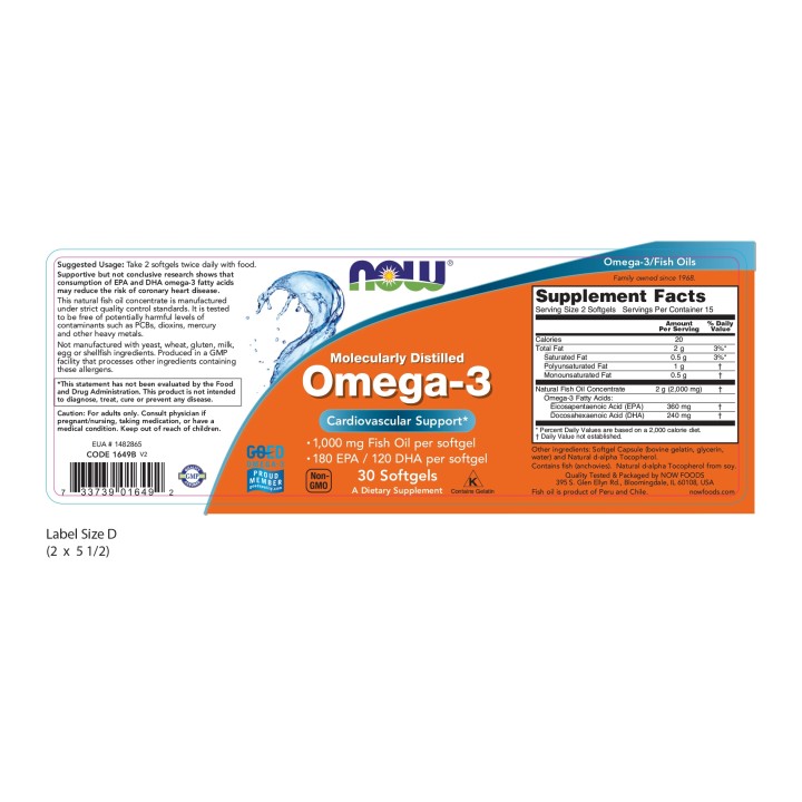 Omega-3, Molecularly Distilled Softgels