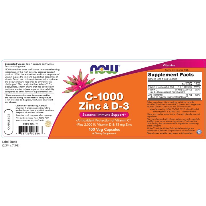 C-1000 Zinc & D-3 Veg Capsules