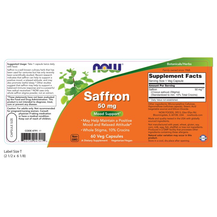 Saffron 50 mg Veg Capsules