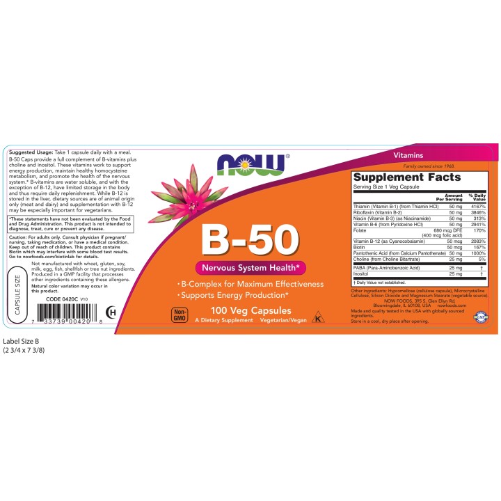Vitamin B-50 mg Veg Capsules