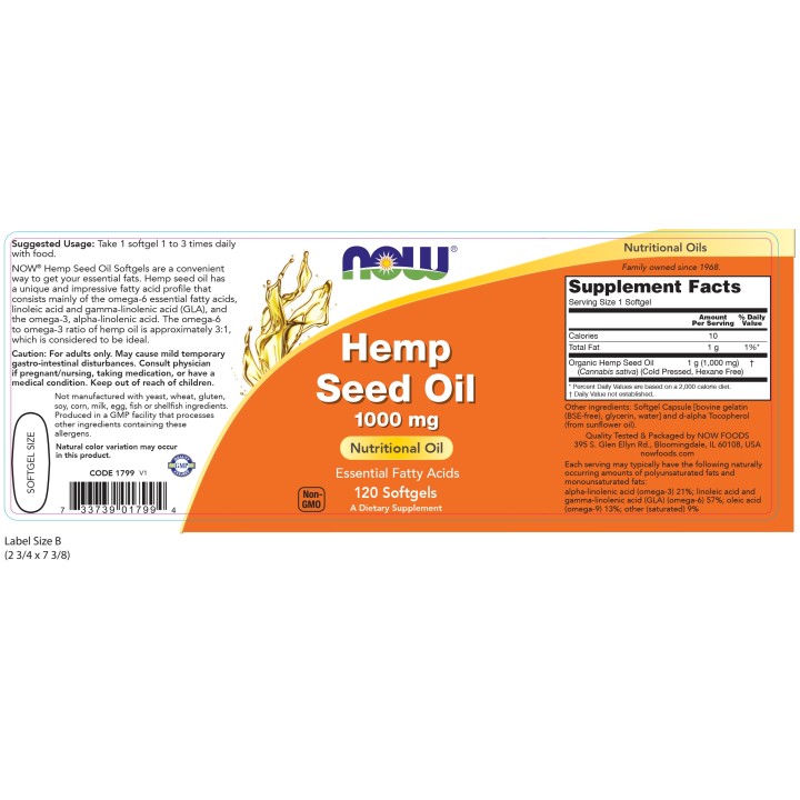 Hemp Seed Oil 1000 mg Softgels