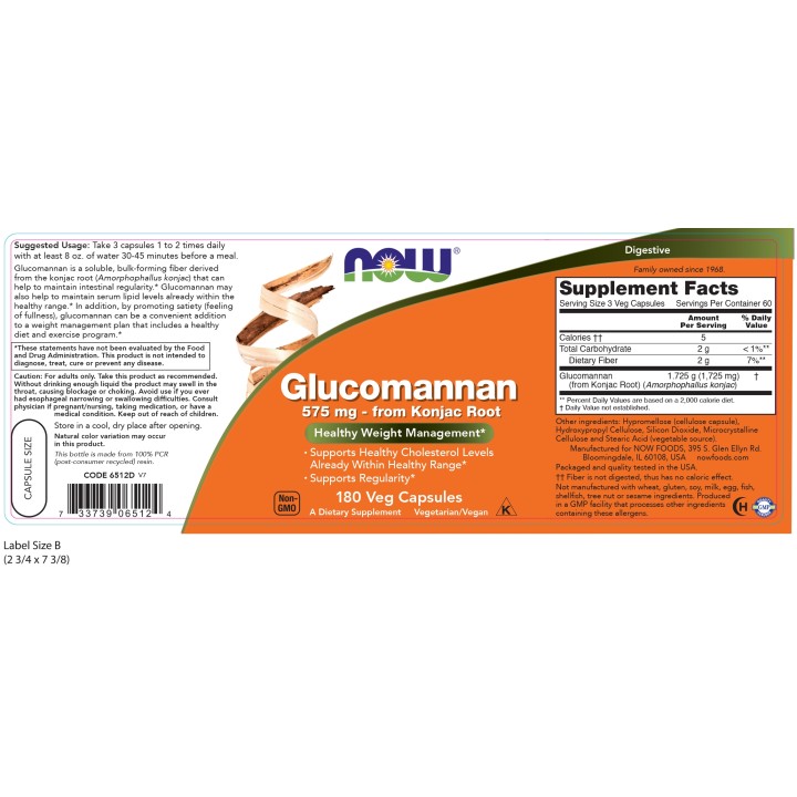 Glucomannan 575 mg Veg Capsules