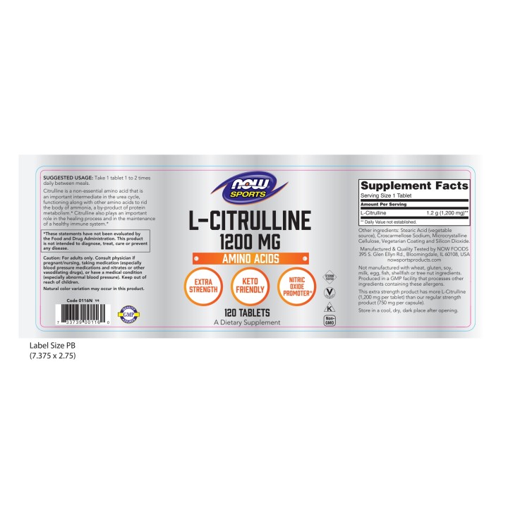 L-Citrulline, Extra Strength 1200 mg Tablets