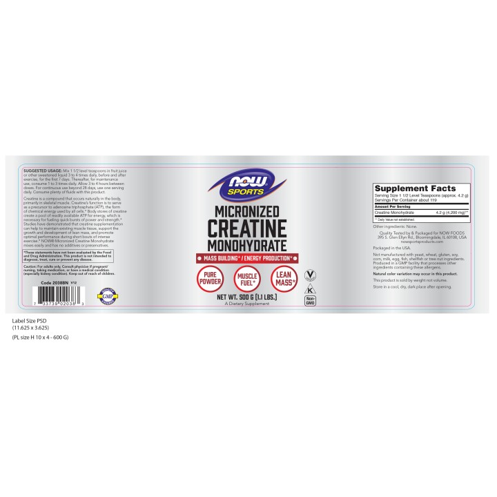 Creatine Monohydrate Powder, Micronized