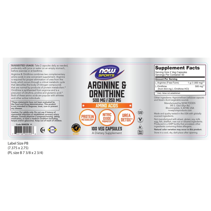 Arginine & Ornithine 500/250 mg Capsules