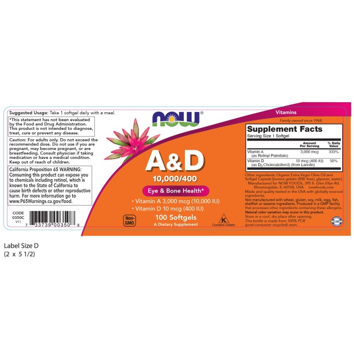 Vitamin A & D 10,000/400 IU Softgels