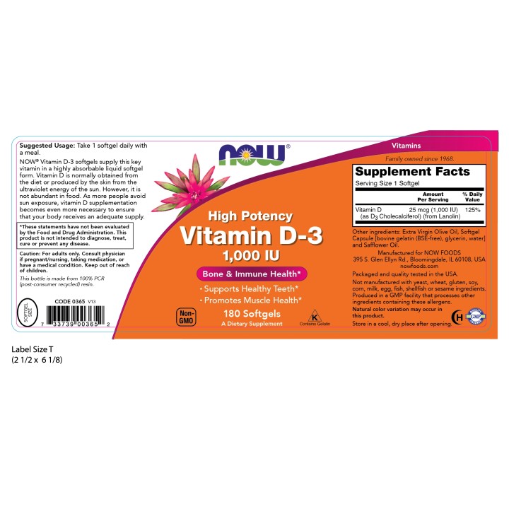 Vitamin D-3 1,000 IU Softgels