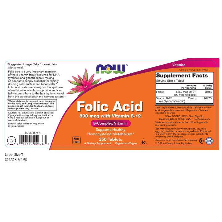 Folic Acid 800 mcg with Vitamin B-12 Tablets