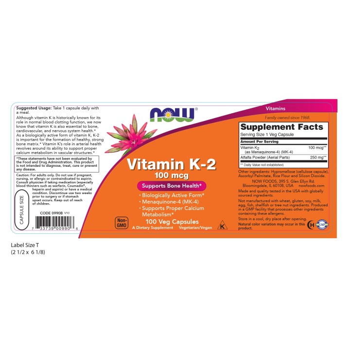 Vitamin K-2 100 mcg Veg Capsules