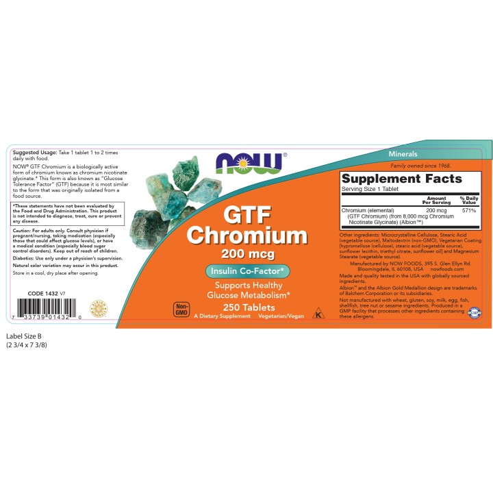 GTF Chromium 200 mcg Tablets