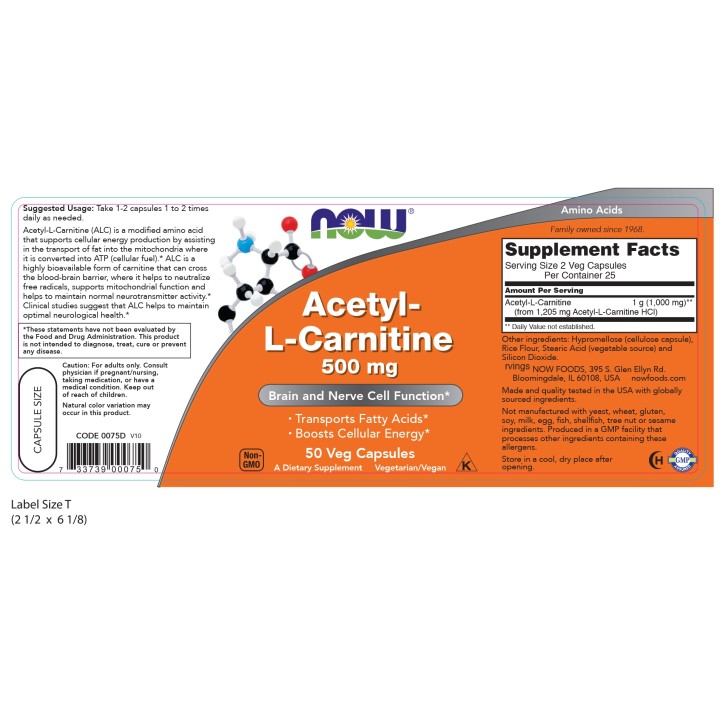 Acetyl-L-Carnitine 500 mg Veg Capsules