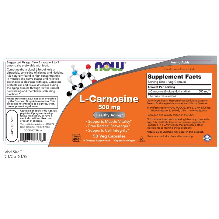 L-Carnosine 500 mg Veg Capsules