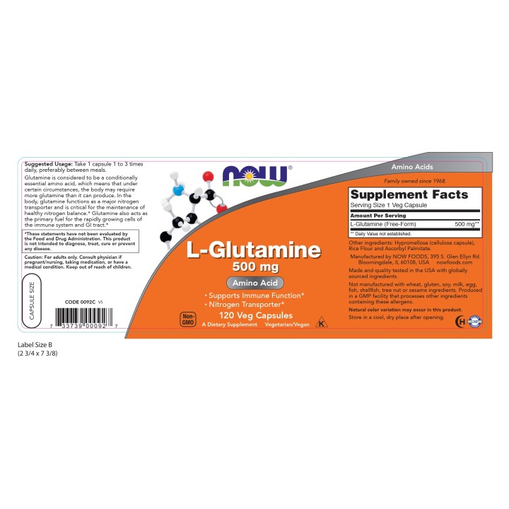 L-Glutamine 500 mg Veg Capsules