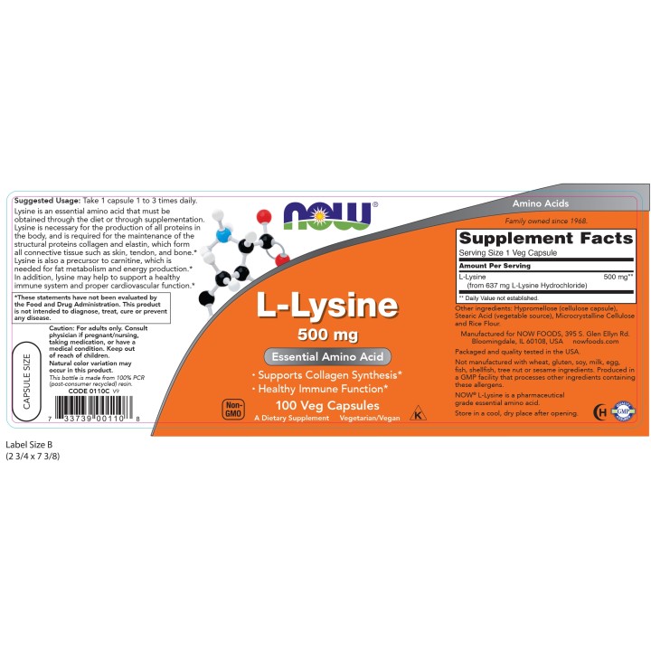 L-Lysine 500 mg Veg Capsules