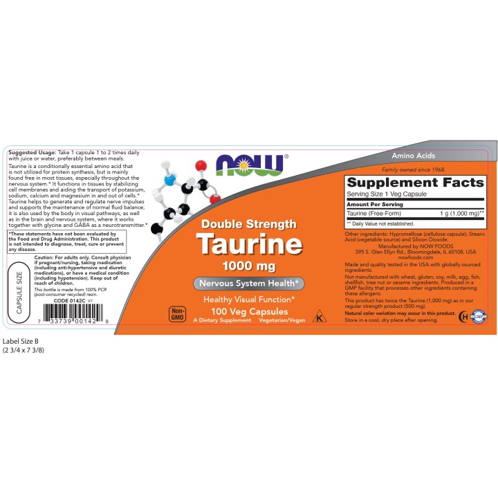 Taurine 1000 mg Veg Capsules