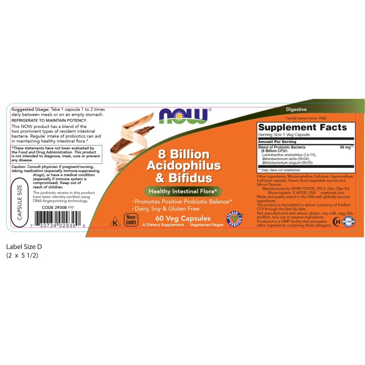 8 Billion Acidophilus & Bifidus Veg Capsules