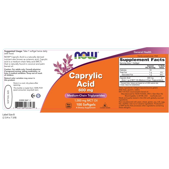 Caprylic Acid 600 mg Softgels