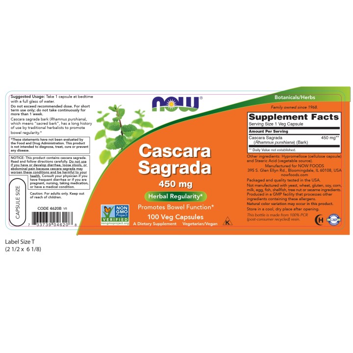 Cascara Sagrada 450 mg Veg Capsules