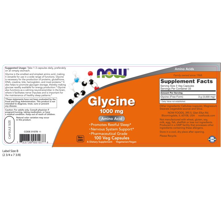 Glycine 1000 mg Veg Capsules