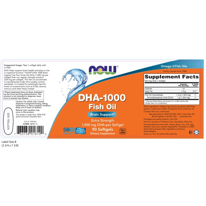 DHA-500 Fish Oil, Double Strength 90 Softgels