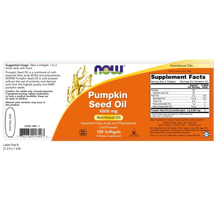 Pumpkin Seed Oil 1000 mg Softgels