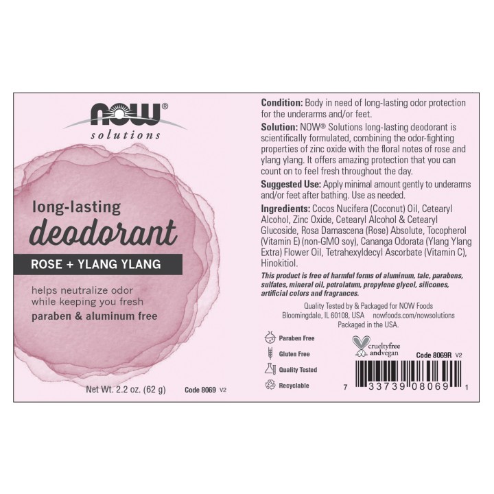 Long-Lasting Deodorant Stick, Rose + Ylang Ylang
