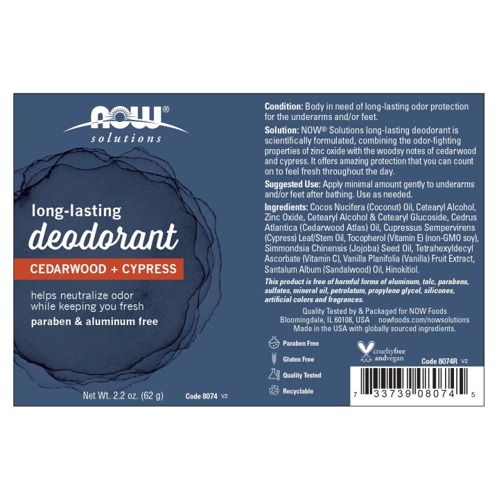 Long-Lasting Deodorant Stick, Cedarwood + Cypress
