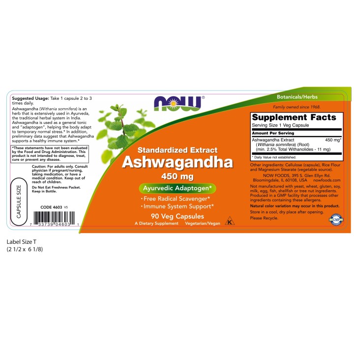 Ashwagandha Extract 450 mg Veg Capsules