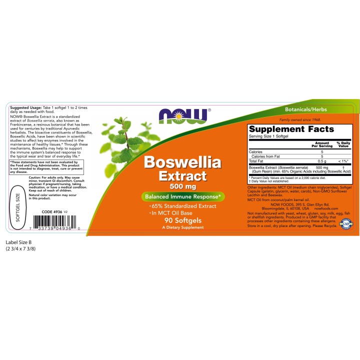 Boswellia Extract 500 mg Softgels