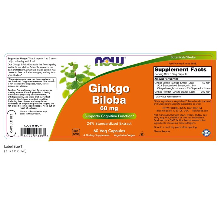 Ginkgo Biloba 60 mg Veg Capsules