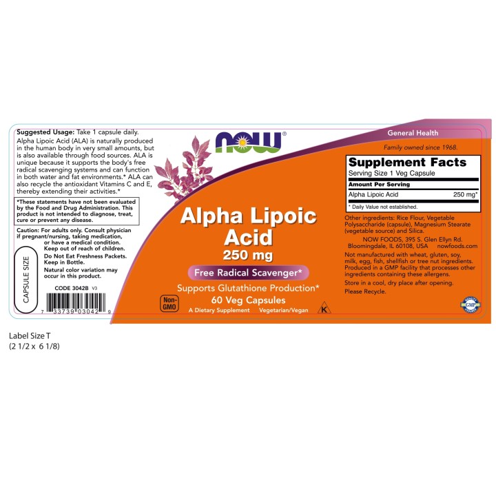 Alpha Lipoic Acid 250 mg Veg Capsules
