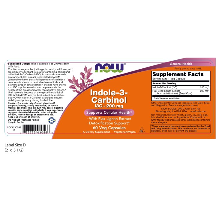 Indole-3-Carbinol (I3C) 200 mg Veg Capsules