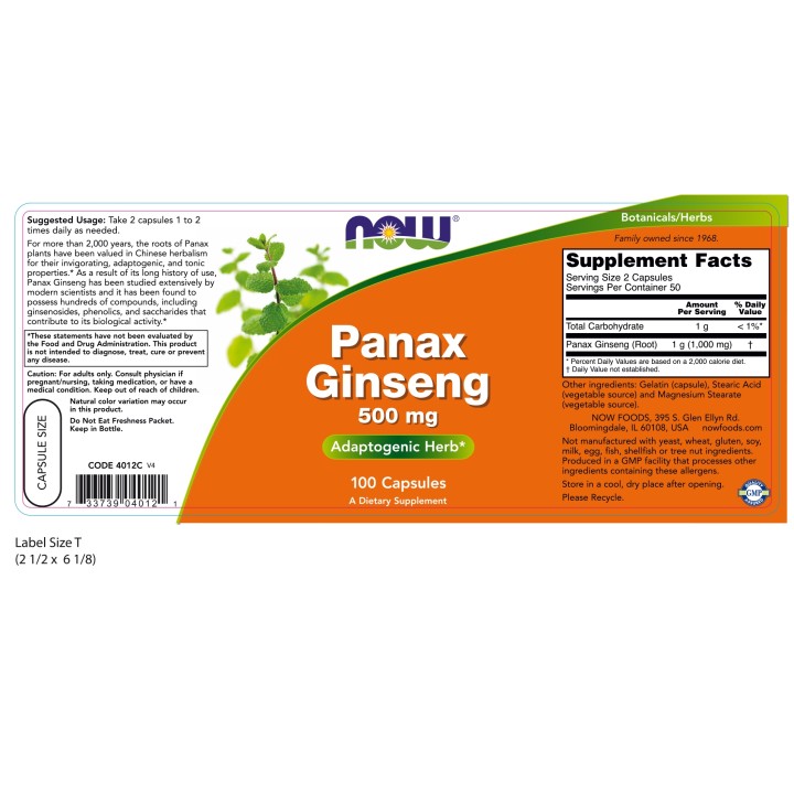 Panax Ginseng 500 mg Capsules