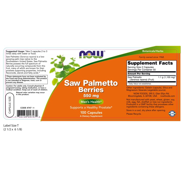 Saw Palmetto Berries 550 mg Veg Capsules