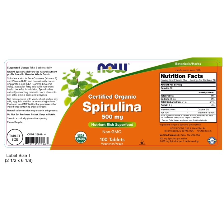 Spirulina 500 mg 100 Tablets