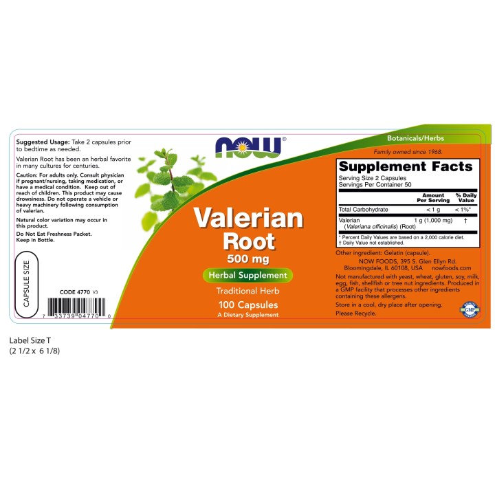 Valerian Root 500 mg Capsules