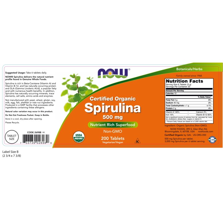 Spirulina 500 mg 200 Tablets